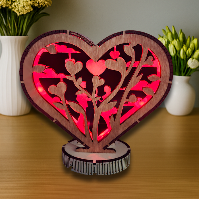 Herz mit roter LED-Beleuchtung – personalisierbar