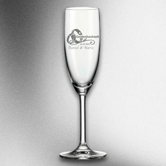 Sektglas „Goldene Hochzeit“ – personalisierbar mit Namen & Datum