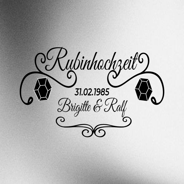 Sektglas „Rubinhochzeit“ – personalisierbar mit Namen & Datum – Bild 2