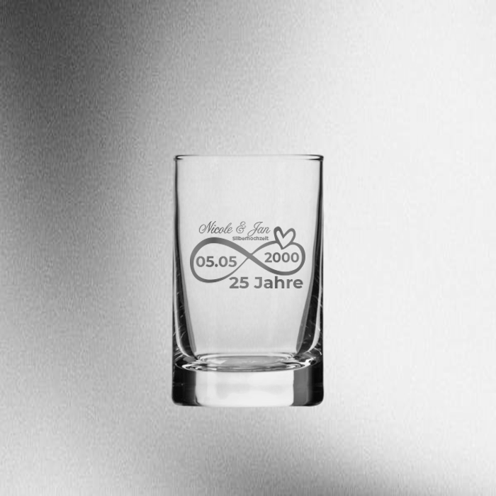Schnapsglas „Silberhochzeit“ – personalisierbar mit Name & Datum