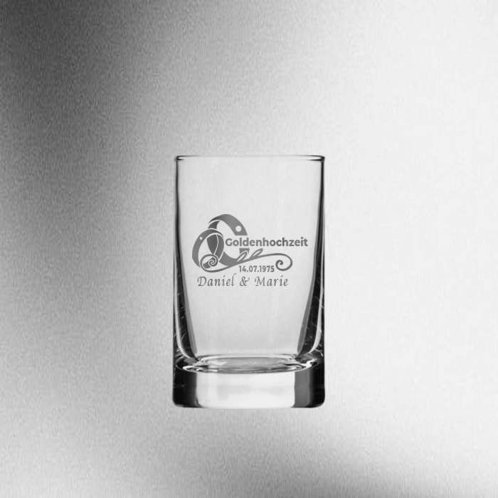 Schnapsglas „Goldene Hochzeit“ – personalisierbar mit Name & Datum