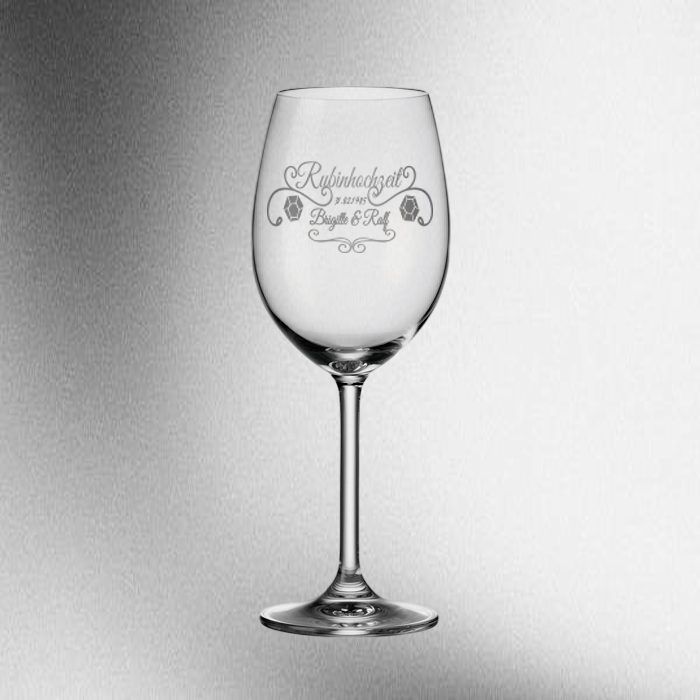 Weinglas „Rubinhochzeit“ – personalisierbar mit Name & Datum