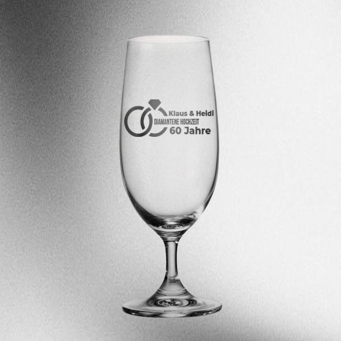 Pilsglas „Diamantene Hochzeit“ – personalisierbar mit Name & Datum